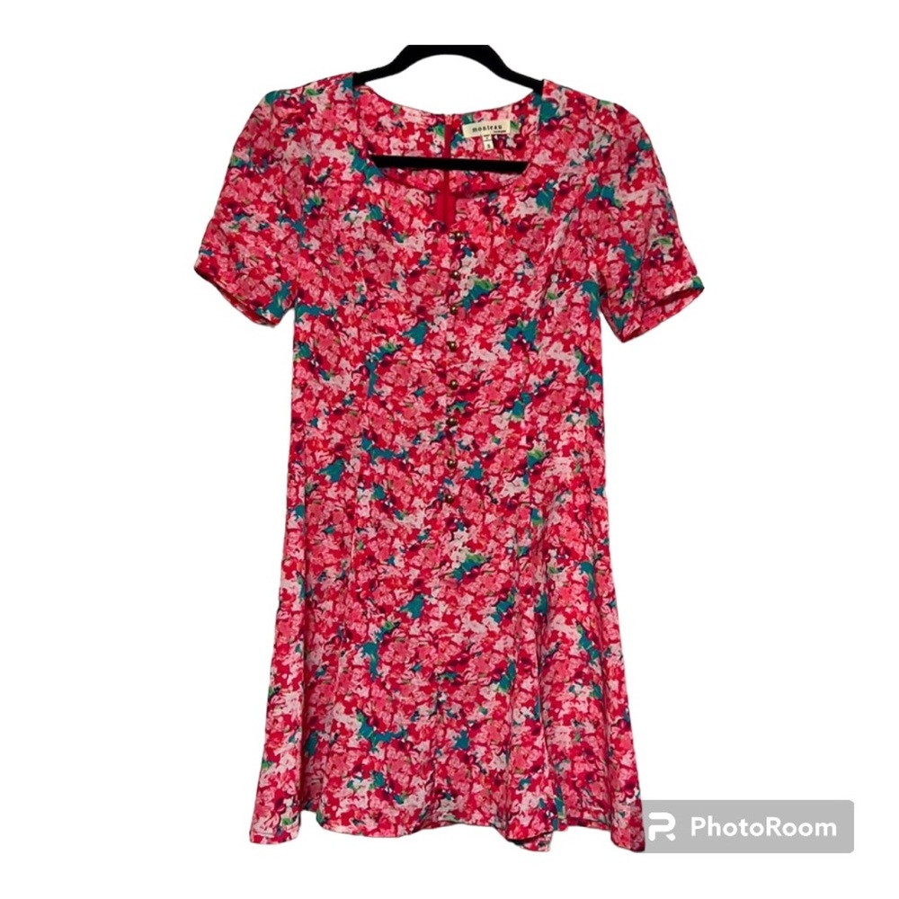 Monteau Mini Dress | Size Small | Hot Pink Floral